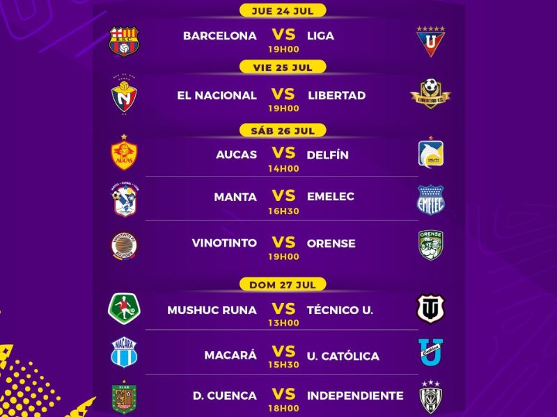 Programación completa de la Fecha 22 de la Liga Pro Ecuabet 2025