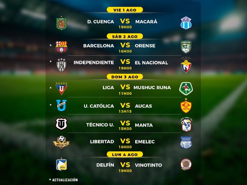 Agenda oficial de la Fecha 23 de la Liga Pro Ecuabet 2025